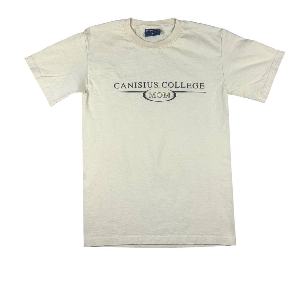 JanSport Canisius College Mom T-Shirt Mens Small Cream Short Sleeve Graphic Y2K